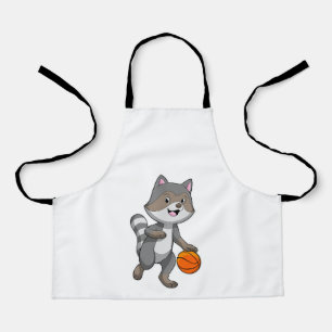 Racoon als Basketballspieler mit Basketball Schürze