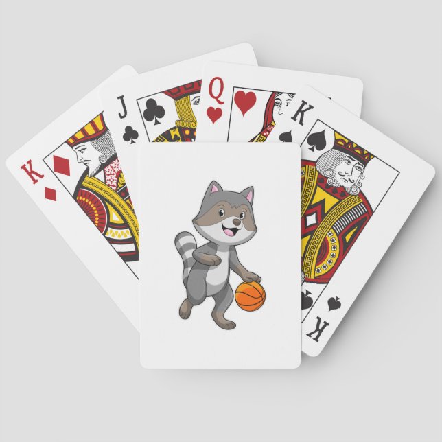 Racoon als Basketballspieler mit Basketball Spielkarten (Rückseite)