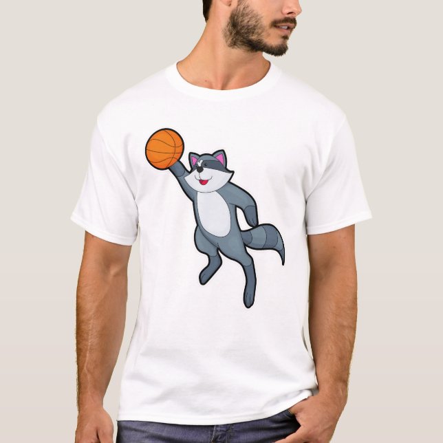 Racoon als Basketballspieler mit Basketball T-Shirt (Vorderseite)