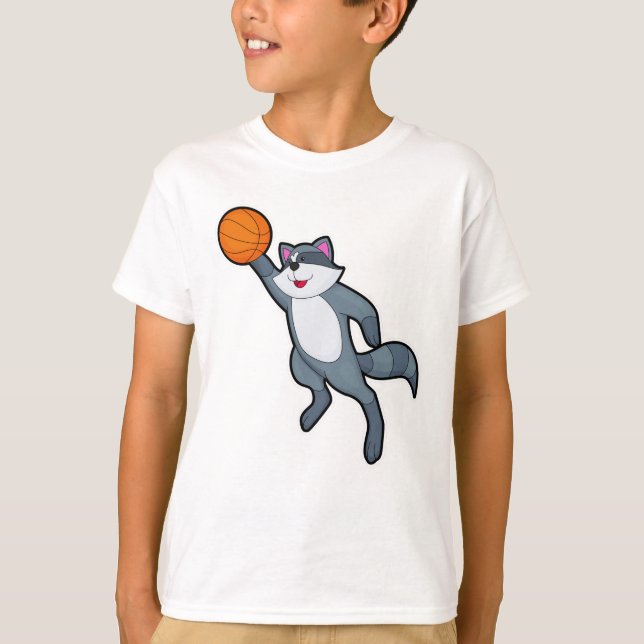 Racoon als Basketballspieler mit Basketball T-Shirt (Vorderseite)