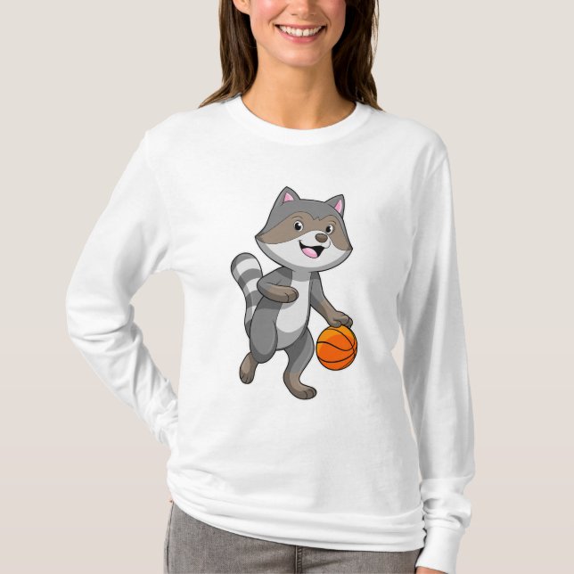 Racoon als Basketballspieler mit Basketball T-Shirt (Vorderseite)