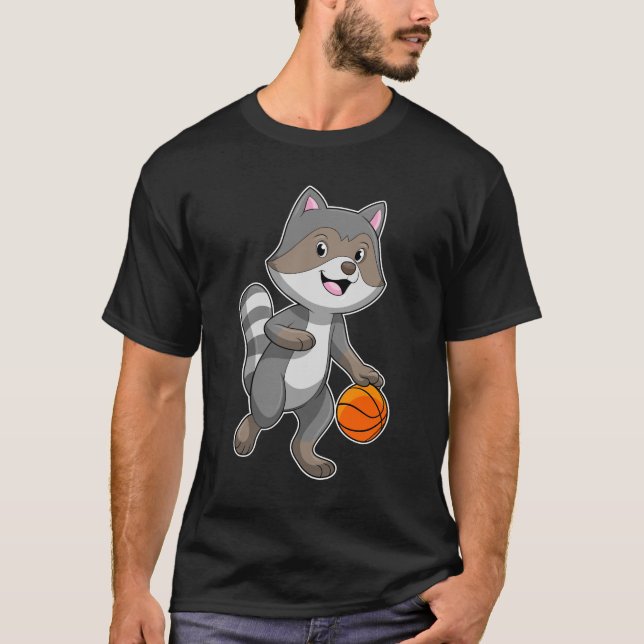 Racoon als Basketballspieler mit Basketball T-Shirt (Vorderseite)