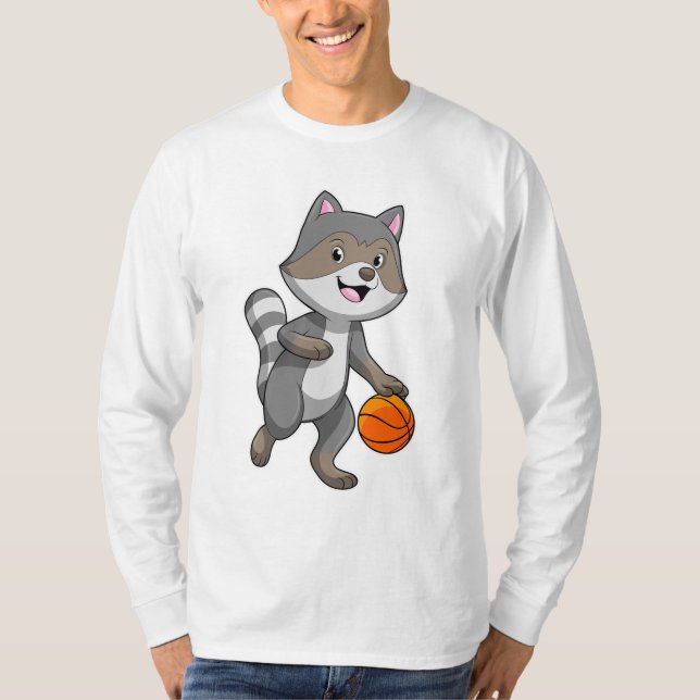 Racoon als Basketballspieler mit Basketball T-Shirt (Vorderseite)