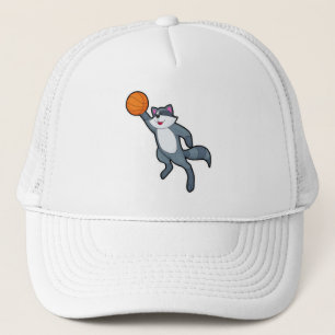 Racoon als Basketballspieler mit Basketball Truckerkappe