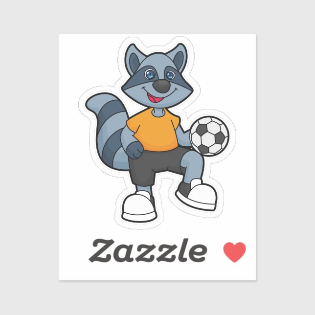 Racoon als Fußballspieler mit Fußball Aufkleber (Blatt)