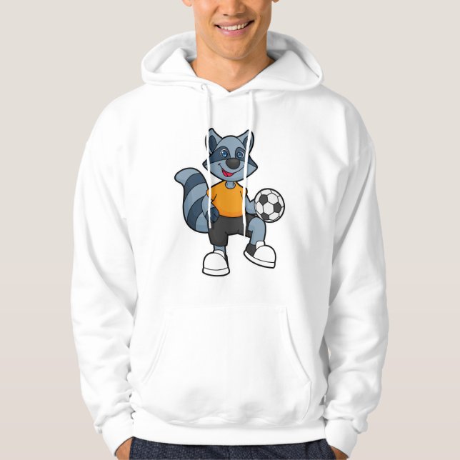 Racoon als Fußballspieler mit Fußball Hoodie (Vorderseite)