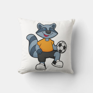 Racoon als Fußballspieler mit Fußball Kissen