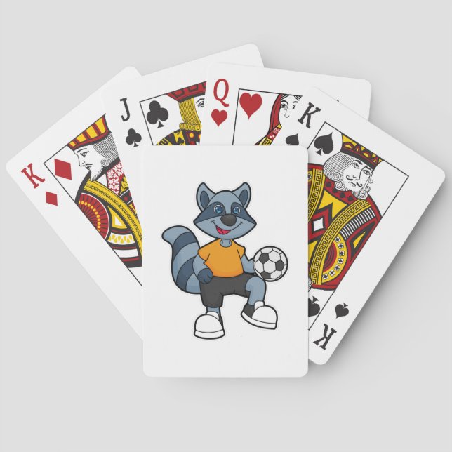 Racoon als Fußballspieler mit Fußball Spielkarten (Rückseite)