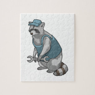 Racoon als Handwerker mit Wrench