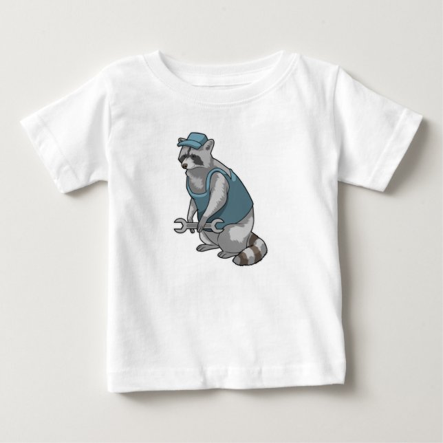 Racoon als Handwerker mit Wrench Baby T-shirt (Vorderseite)