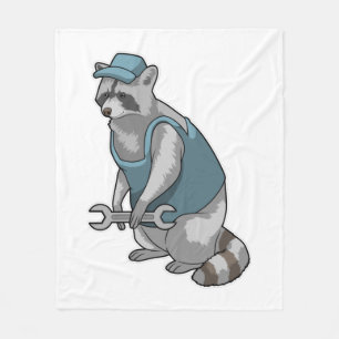 Racoon als Handwerker mit Wrench Fleecedecke