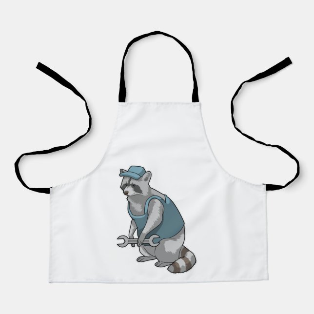 Racoon als Handwerker mit Wrench Schürze (Vorderseite)