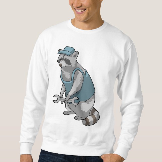 Racoon als Handwerker mit Wrench Sweatshirt (Vorderseite)