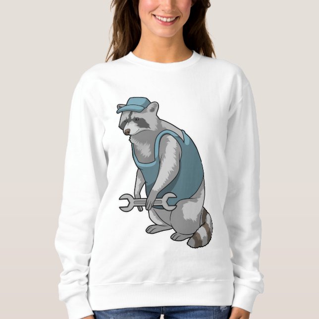 Racoon als Handwerker mit Wrench Sweatshirt (Vorderseite)