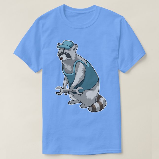 Racoon als Handwerker mit Wrench T-Shirt (Design vorne)