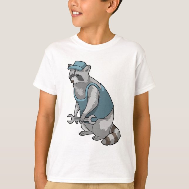 Racoon als Handwerker mit Wrench T-Shirt (Vorderseite)