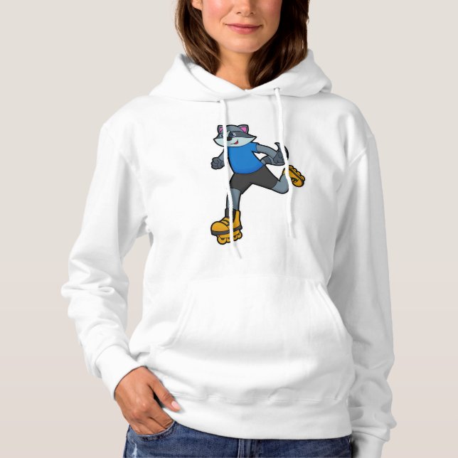 Racoon als Skater mit Inline-Skaten Hoodie (Vorderseite)