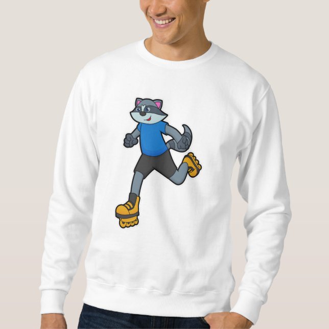 Racoon als Skater mit Inline-Skaten Sweatshirt (Vorderseite)