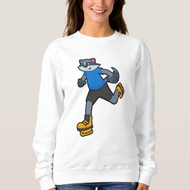 Racoon als Skater mit Inline-Skaten Sweatshirt (Vorderseite)