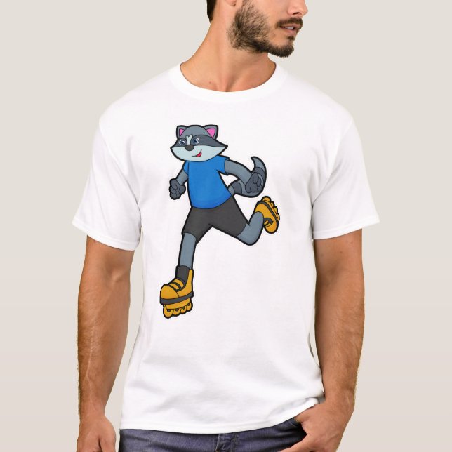 Racoon als Skater mit Inline-Skaten T-Shirt (Vorderseite)
