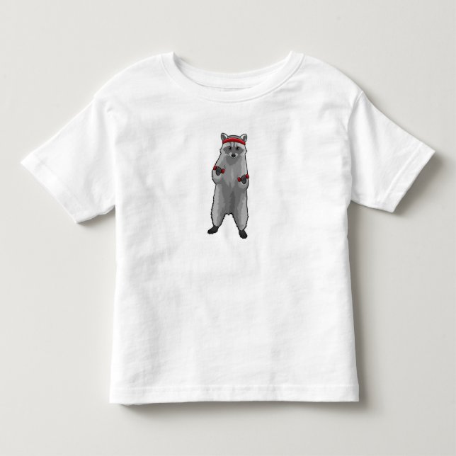 Racoon an der Fitness mit Dumbells Kleinkind T-shirt (Vorderseite)
