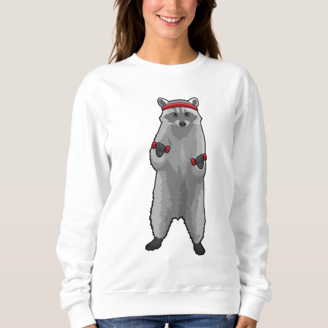 Racoon an der Fitness mit Dumbells Sweatshirt (Vorderseite)