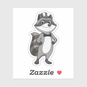 Racoon as Groom mit Krawatte Aufkleber