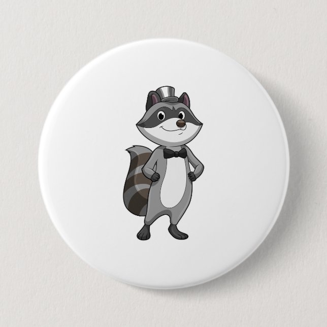 Racoon as Groom mit Krawatte Button (Vorderseite)
