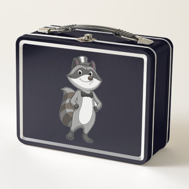Racoon as Groom mit Krawatte Metall Brotdose (Vorderseite)