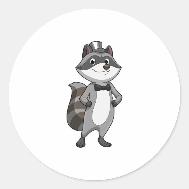 Racoon as Groom mit Krawatte Runder Aufkleber (Vorderseite)