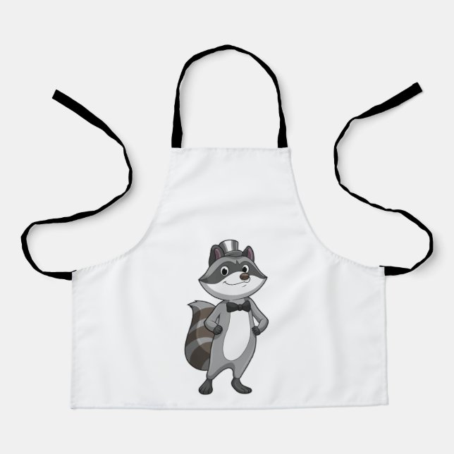 Racoon as Groom mit Krawatte Schürze (Vorderseite)