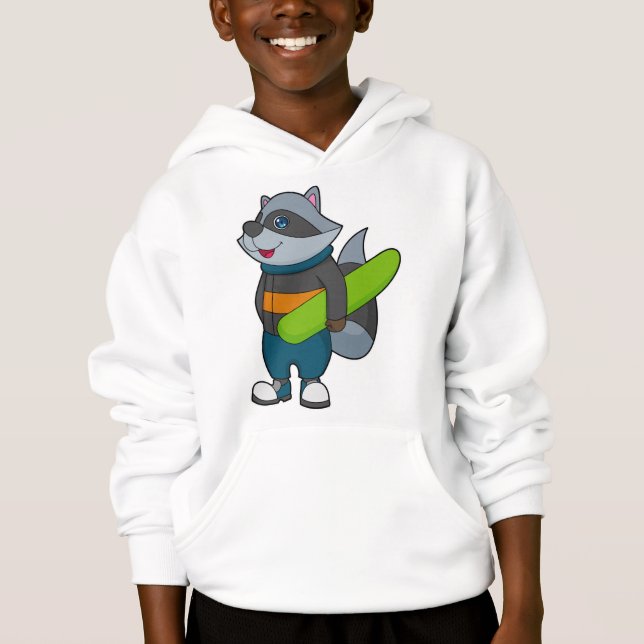 Racoon as Snowboarder avec snowboard (Devant)