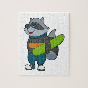 Racoon as Snowboarder with Snowboard
