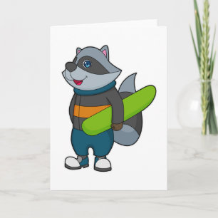 Racoon as Snowboarder with Snowboard Karte