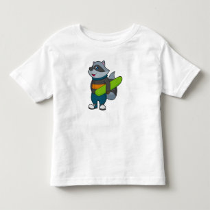 Racoon as Snowboarder with Snowboard Kleinkind T-shirt