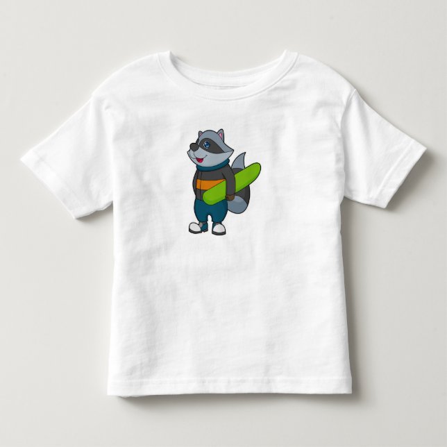 Racoon as Snowboarder with Snowboard Kleinkind T-shirt (Vorderseite)