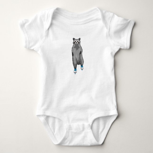 Racoon bei Ice Skaten mit Ice-Skaten Baby Strampler (Vorderseite)