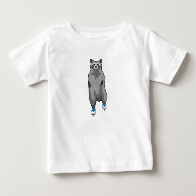 Racoon bei Ice Skaten mit Ice-Skaten Baby T-shirt (Vorderseite)
