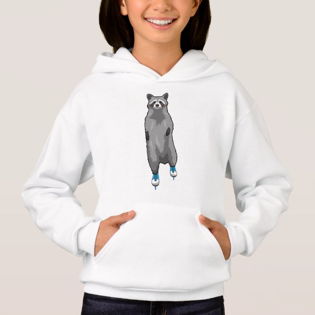 Racoon bei Ice Skaten mit Ice-Skaten Hoodie (Vorderseite)