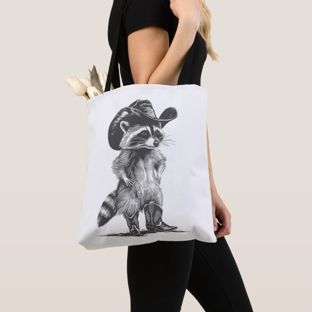 Racoon Cowboy Funny Racoon Grafik Männer Frauen Tasche (Von Nahem)