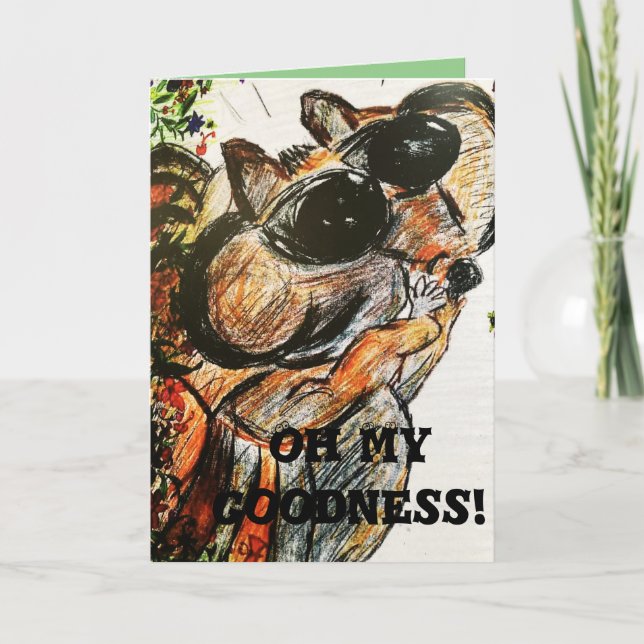 Racoon-Geburtstagskind Karte (Vorderseite)