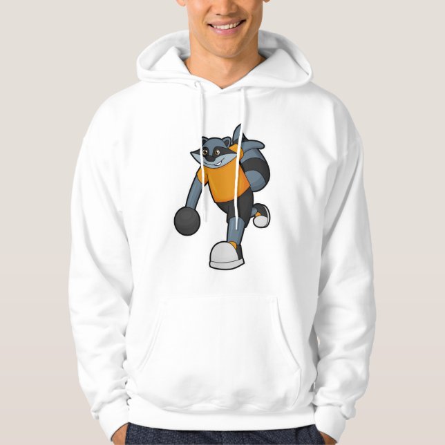 Racoon im Bowling mit Bowlingball Hoodie (Vorderseite)