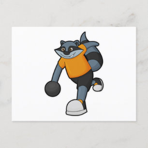 Racoon im Bowling mit Bowlingball Postkarte