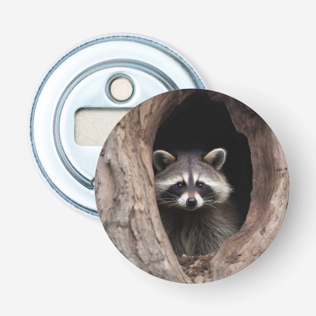Racoon in der Baumhöhle Flaschenöffner (Vorderseite)