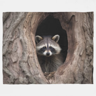 Racoon in der Baumhöhle Fleecedecke