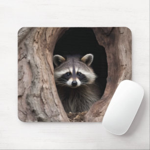 Racoon in der Baumhöhle Mousepad