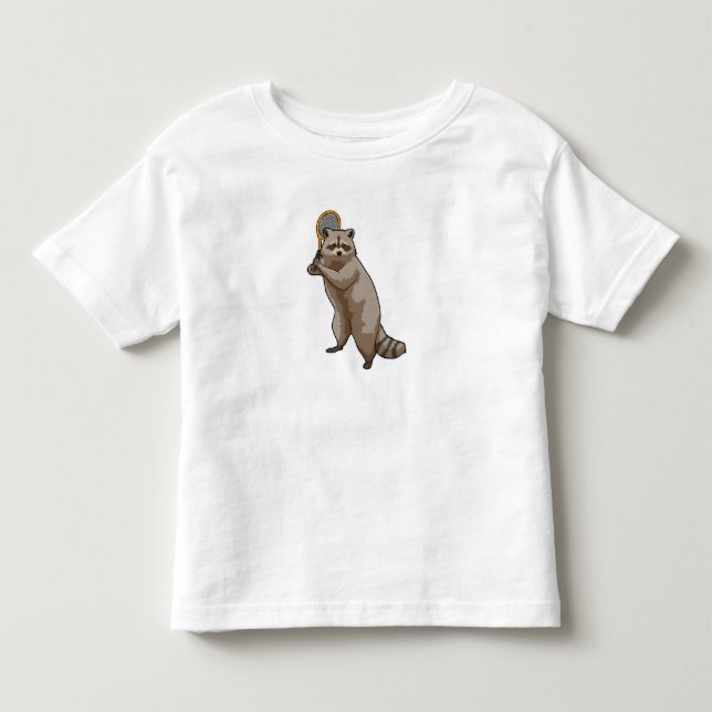 Racoon in Tennis mit Tennisschläger Kleinkind T-shirt (Vorderseite)