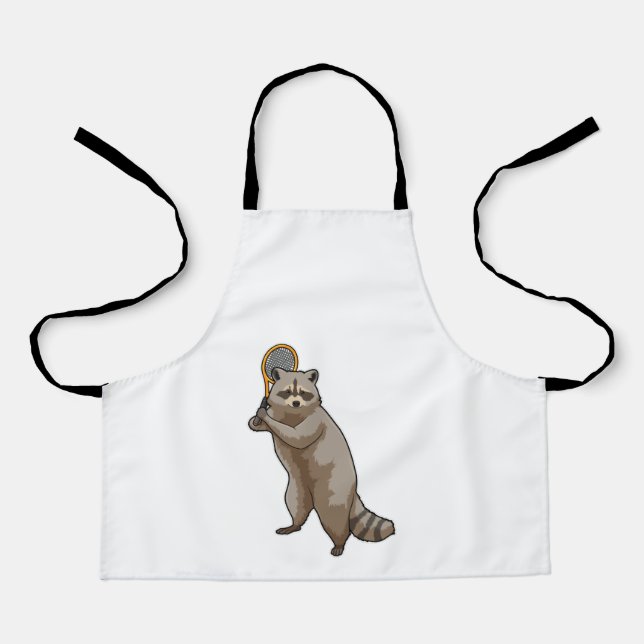 Racoon in Tennis mit Tennisschläger Schürze (Vorderseite)