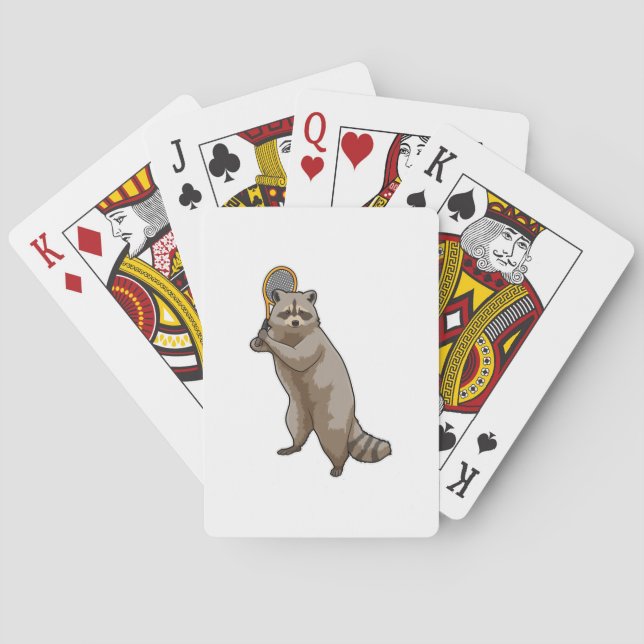 Racoon in Tennis mit Tennisschläger Spielkarten (Rückseite)