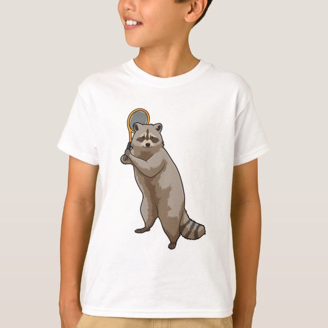 Racoon in Tennis mit Tennisschläger T-Shirt (Vorderseite)